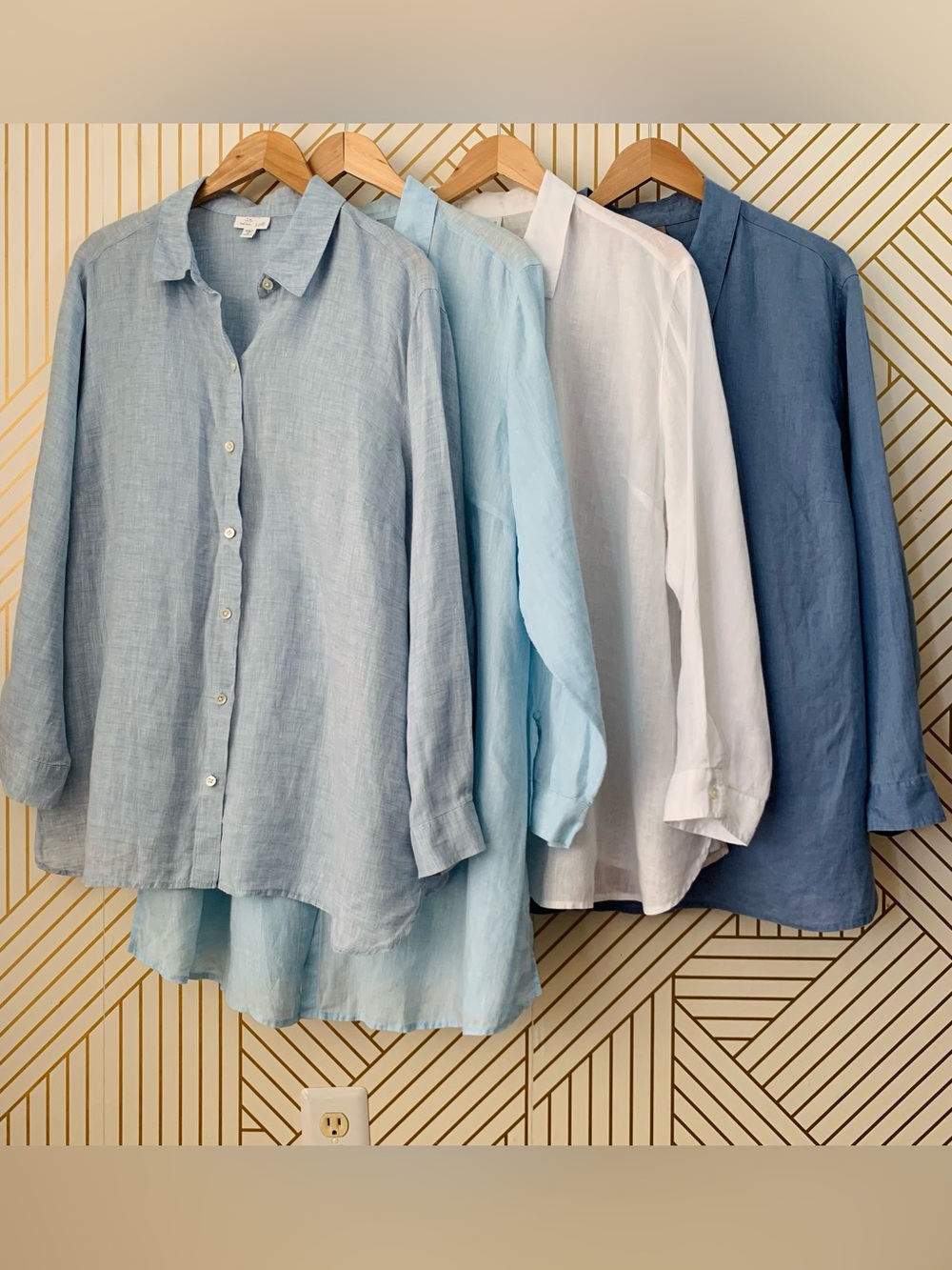 J. Jill Love Linen 100% Linen Shirt Lot of 4 blues & whites Button up & Tunic 2X